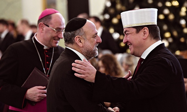 Prymas Polski abp Wojciech Polak, naczelny rabin Polski Michael Schudrich i mufti Muzułmańskiego Związku Religijnego w Rzeczypospolitej Polskiej Tomasz Miśkiewicz.