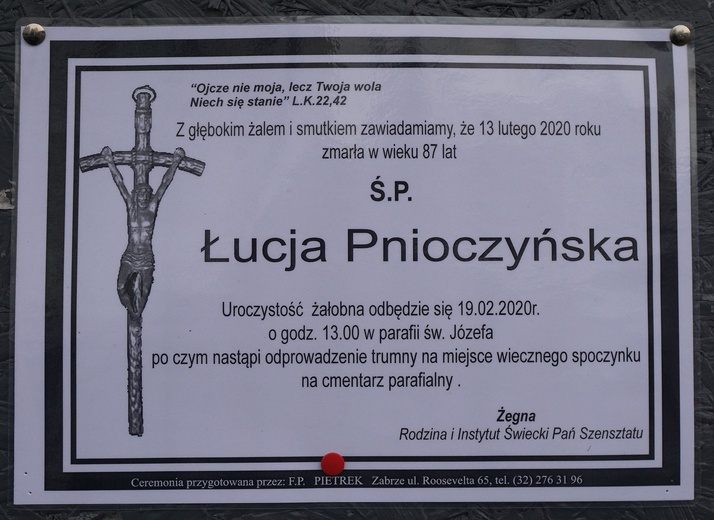 Pogrzeb śp. Łucji Pnioczyńskiej