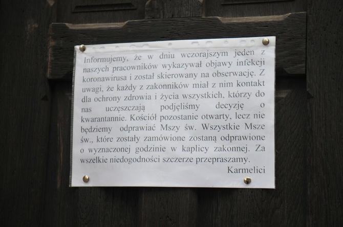 Kwarantanna u karmelitów