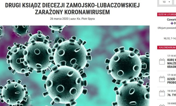 Kolejny ksiądz w województwie lubelskim zakażony koronawirusem