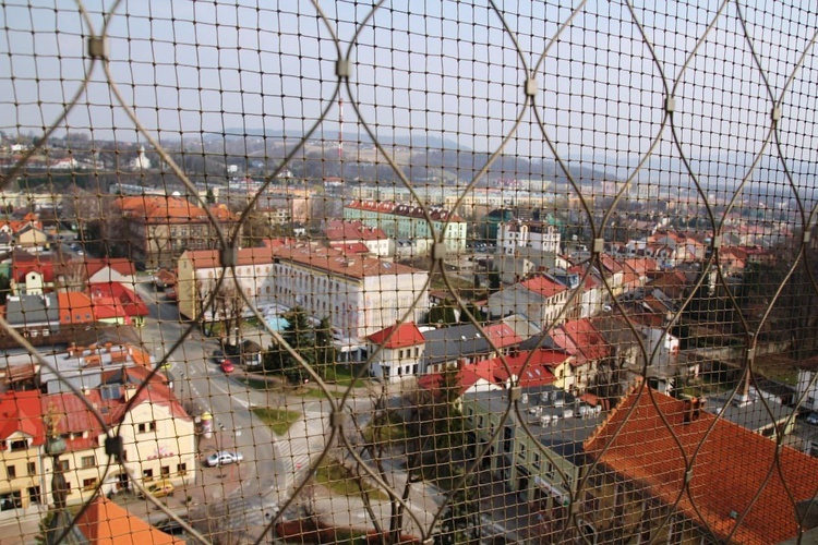 Błogosławieństwo i Koronka do Bożego Miłosierdzia z wieży konkatedry w Żywcu