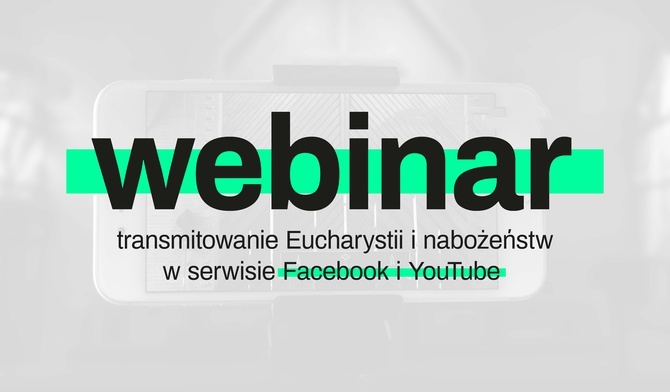 Grafika promująca szklenie o transmisji w internecie Mszy św.