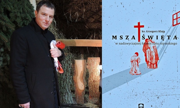 Ks. dr Grzegorz Klaja i okładka jego nowej książki.