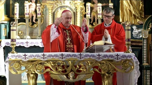 Niedziela Palmowa z bp. Piotrem Gregerem w konkatedrze w Żywcu - 2020
