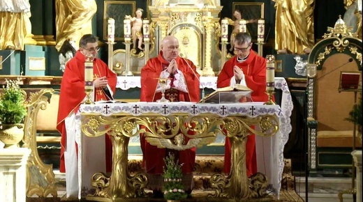 Niedziela Palmowa z bp. Piotrem Gregerem w konkatedrze w Żywcu - 2020