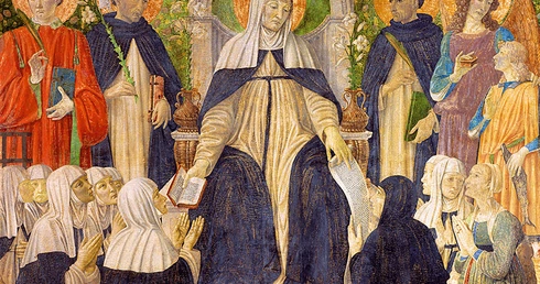 Cosimo Rosselli, „Święta Katarzyna  ze Sieny jako duchowa matka Drugiego i Trzeciego Zakonu Świętego Dominika”.