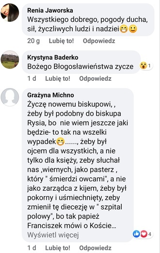 Życzenia czytelników dla bp. Marka