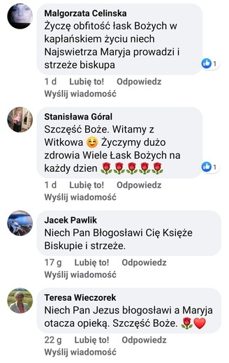 Życzenia czytelników dla bp. Marka