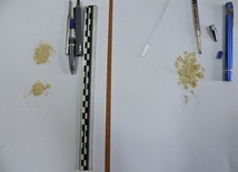 Substancja o wadze 0,88 grama i konsystencji proszku ukryta była we wkładach długopisu.