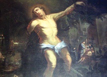 Święty Sebastian. Christian Bentum (1741–45), olej  na płótnie. Kościół w Jemielnicy