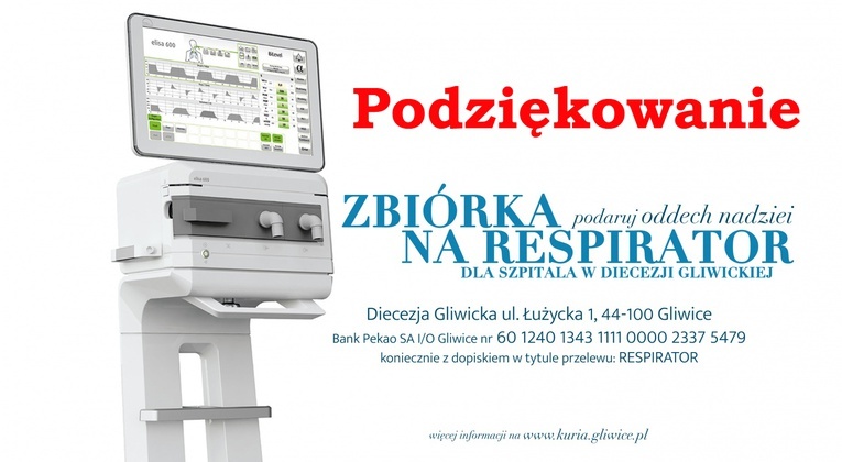 Zbiórka na respirator. Biskup gliwicki dziękuje za solidarność 