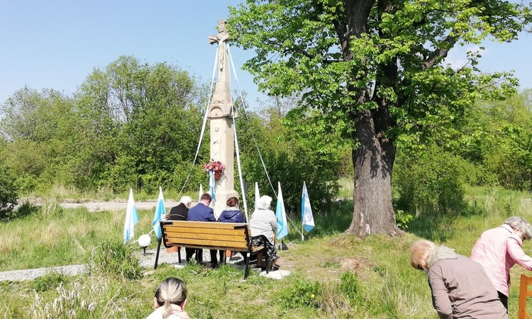 Majowa modlitwa na Złotych Łanach pod XIX-wiecznym krzyżem