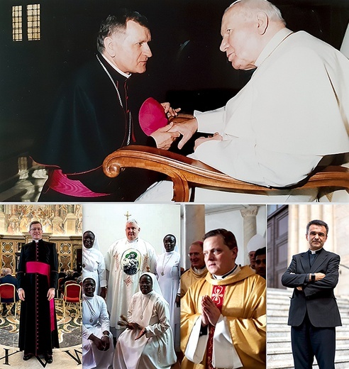 ▲	U góry: abp Henryk Nowacki, który często spotykał się z Piotrem naszych czasów.  Poniżej: ks. prał. Piotr Bajor, ks. prał. Grzegorz Piotr Bielaszka,  ks. prał. Paweł Obiedziński i ks. Dariusz Buras. 