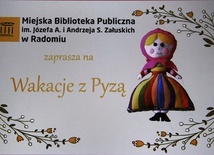 Plakat-zaproszenie na spotkanie do biblioteki.