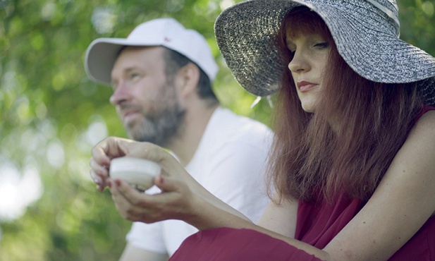 Agnieszka Radzikowska i Dariusz Chojnacki  na planie serialu.