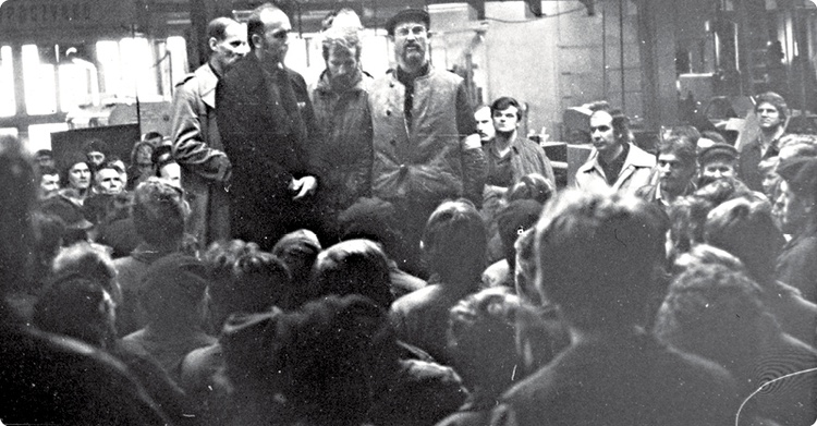 Zajezdnia nr VII podczas strajku w sierpniu 1980 roku.