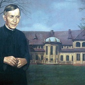 Obraz bohaterskiego br. Siernego na tle klasztoru w Bagnie. Wisi w tamtejszym seminarium.