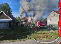 Pożar domu w Nowych Żukowicach.