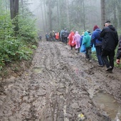 Warunki na szlaku nie zniechęciły uczestników Drogi Różańcowej.