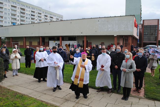 Poświęcenie muralu św. Jana Pawła II.