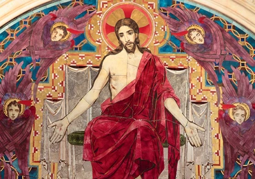 Chrystus sędzia, fragment mozaiki z kaplicy Wszystkich Świętych w katedrze westminsterskiej.