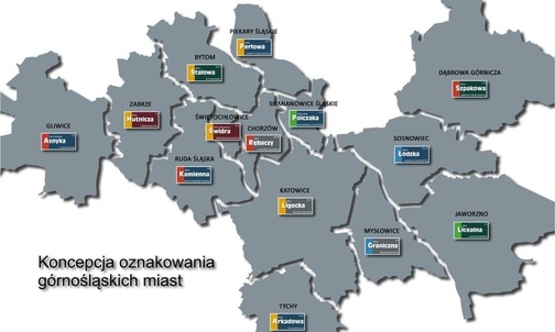 Katowice. Krytyka koncepcji Systemu Informacji Miejskiej. Tabliczki z nazwami ulic "nieczytelne"