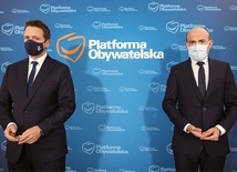 Liderzy Platformy Obywatelskiej: wiceprzewodniczący partii i prezydent Warszawy Rafał Trzaskowski  oraz przewodniczący Borys Budka.