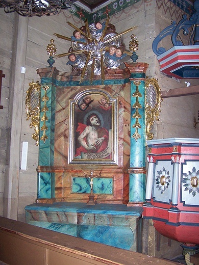 	Ołtarz boczny w bojszowskiej świątyni, 1 ćw. XVIII wieku (konserwacja I. Śmiechowski, 2009). 