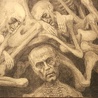 Wizerunek męczennika na wystawie prac Mariana Kołodzieja w Harmężach.