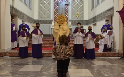 Modlitwa zakończyła się błogosławieństwem lourdzkim, czyli indywidualnym błogosławieństwem Najświętszym Sakramentem.