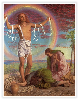 William Holman Hunt "Chrystus i dwie Marie", olej na płótnie naklejonym na drewno, 1847 i 1897. Art Gallery of South Australia Adelaide