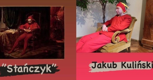 Praca ks. Jakuba Kulińskiego - fotograficzna interpretacja "Stańczyka" Jana Matejki.