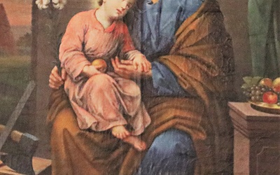 Fragment obrazu opiekuna Jezusa w głównym ołtarzu.