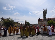 Zakończenie procesji jakubowej w 2020 roku przy figurze św. Floriana.