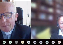▲	Ks. E. Mateja z WT UO i D. Kuncewicz z KUL w czasie konferencji, która odbyła się online. 