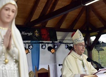 Abp Stanisław Gądecki w czasie głoszenia homilii w polanickim sanktuarium.