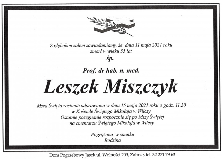 Zginął znany onkolog prof. Leszek Miszczyk