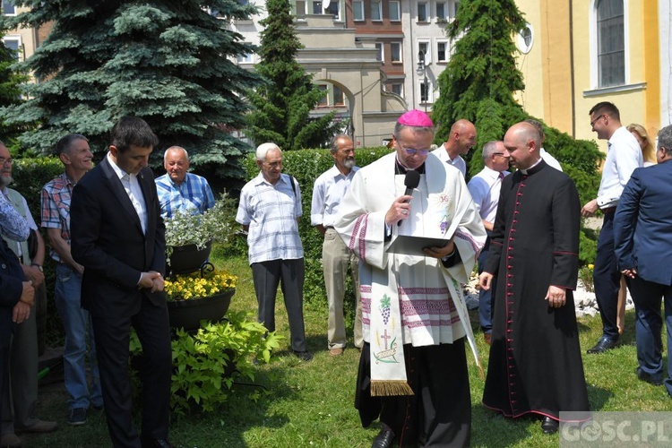 Poświęcenie zielonego "Zakątka u św. Mikołaja" w Głogowie