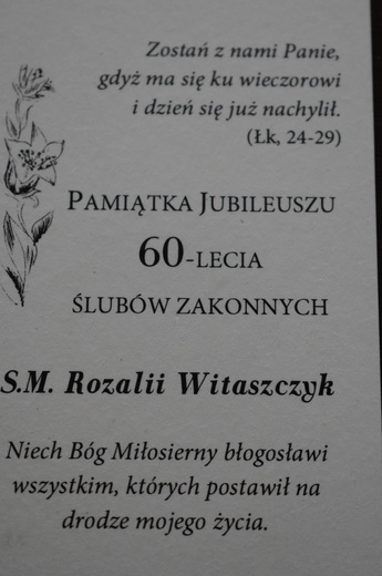 Diamentowy jubileusz s. Rozalii Witaszczyk