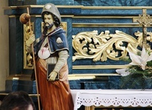 Figura św. Jakuba Apostoła w skaryszewskiej świątyni.