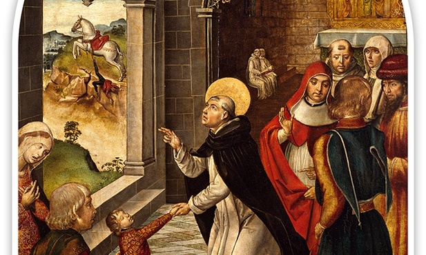 Pedro BerrugueteŚw. Dominik wskrzesza młodzieńcaolej na desce, 1493–1499Muzeum Prado, Madryt