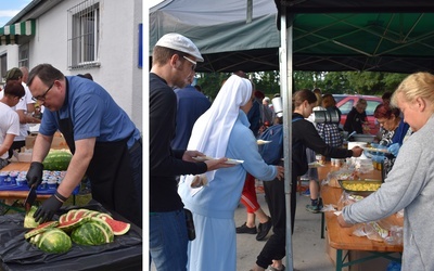 Mieszkańcy jednej z miejscowości przygotowali ciepłe śniadanie, a ks. Marek Babuśka przywiózł obiad i arbuza.