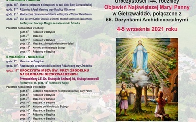 Program uroczystości odpustowych w Gietrzwałdzie - 4-5 września 2021
