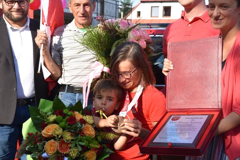 Powitanie Renaty Kałuży, brązowej medalistki z Tokio