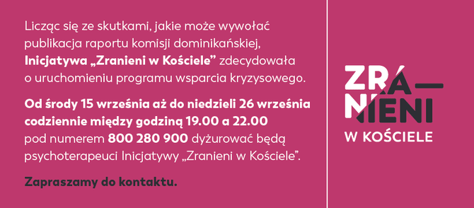 Inicjatywa "Zranieni w Kościele": Ruszył program wsparcia kryzysowego dla dotkniętych przemocą w Kościele