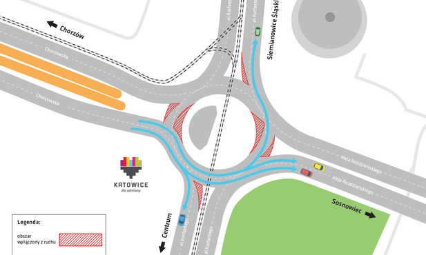 Katowice. Zmiana organizacji ruchu na rondzie im. Gen. Ziętka