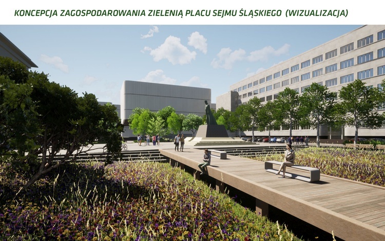 Katowice. Plac Sejmu Śląskiego ma się zazielenić. Jest już wizualizacja