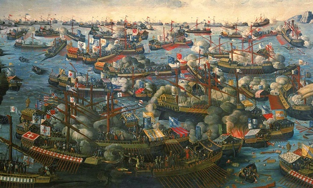 Bitwa pod Lepanto  – obraz z epoki. Autor nieznany.