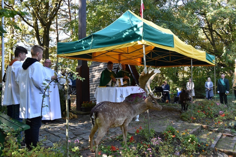 Msza św. hubertusowska w leśnym plenerze