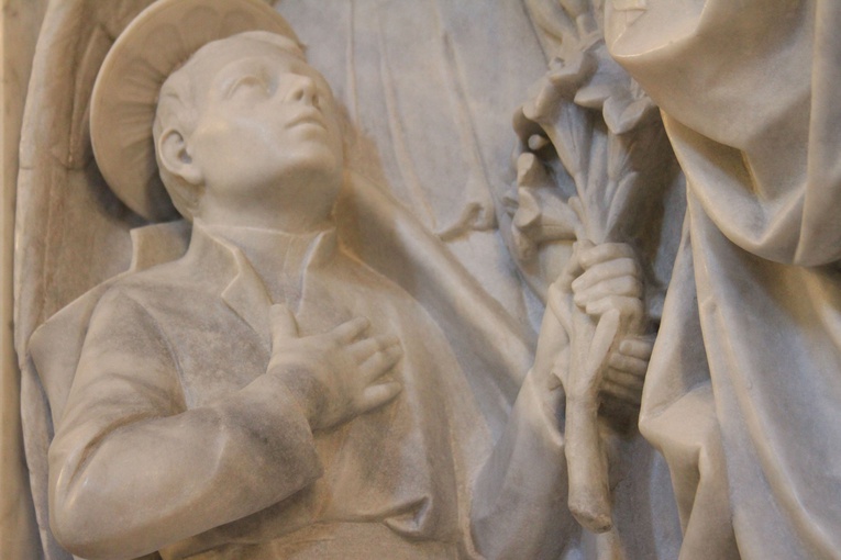 Płock-katedra. Św. Stanisław Kostka (detal z bocznego ołtarza)